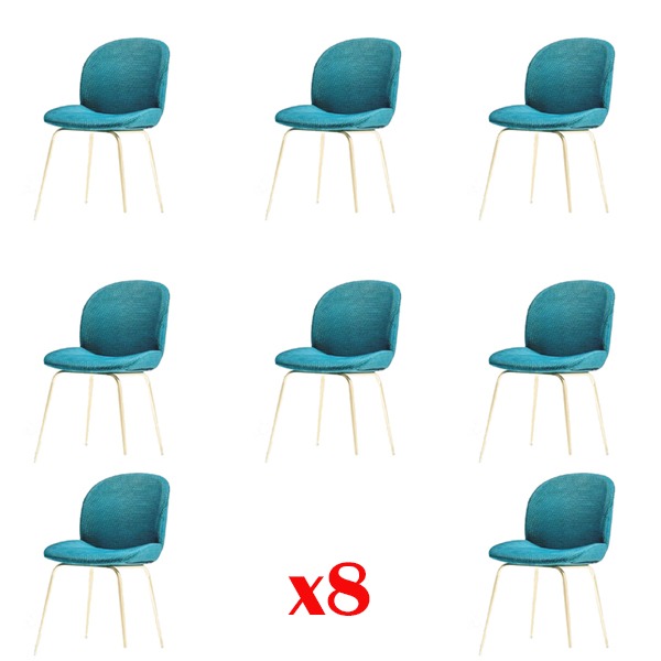 Design Stuhl Set 8x Sessel Textil Polster Stühle Stoff Esszimmer Neu
