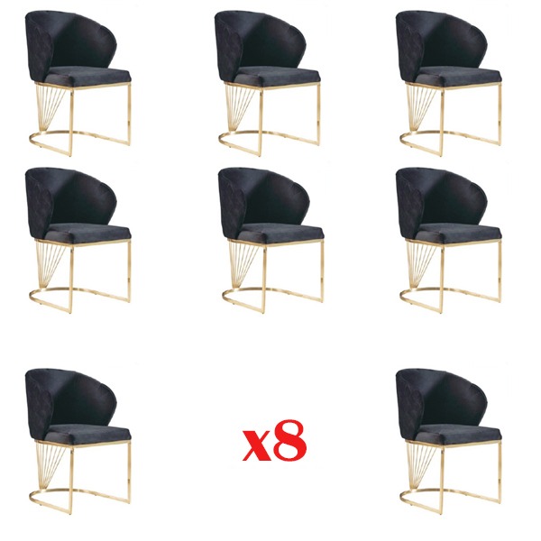 Set 8 Stuhl Gruppe Lehnstuhl Polster Stühle Esszimmer Stoff Möbel Sessel