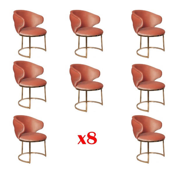 Esszimmer Textil Set 8x Design Stuhl Metall Lehnstuhl Garnitur Stühle