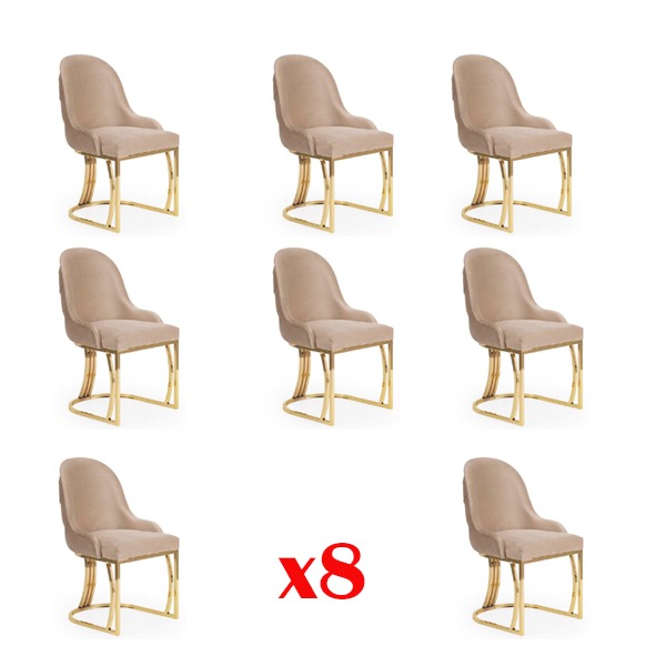 Design Stuhl Set 8x Sessel Edelstahl Textil Polster Stühle Esszimmer