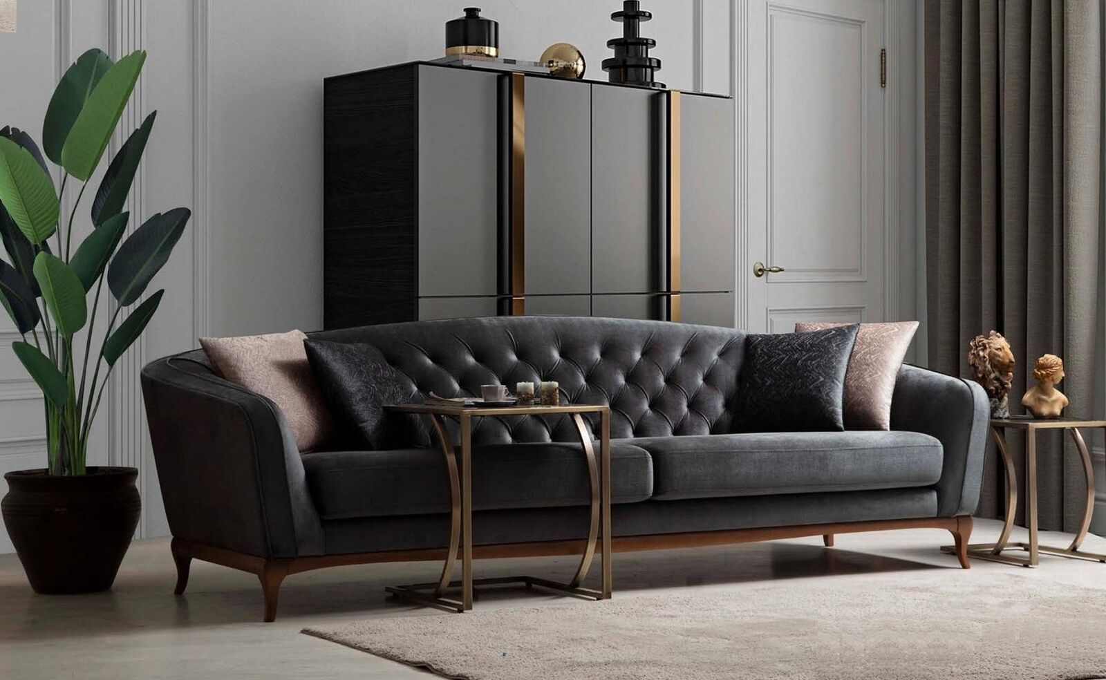 Viersitzer Sofa Luxus 4 Sitzer Sofas Gepolsterte Couch Stoff Sitzer Modern Sitz