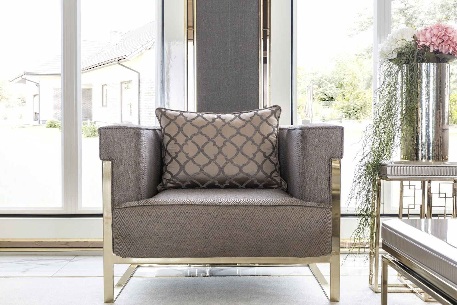 Sessel Beige Wohnzimmer Design Elegantes Möbel Modern 1 Sitzer Schön Luxus Neu