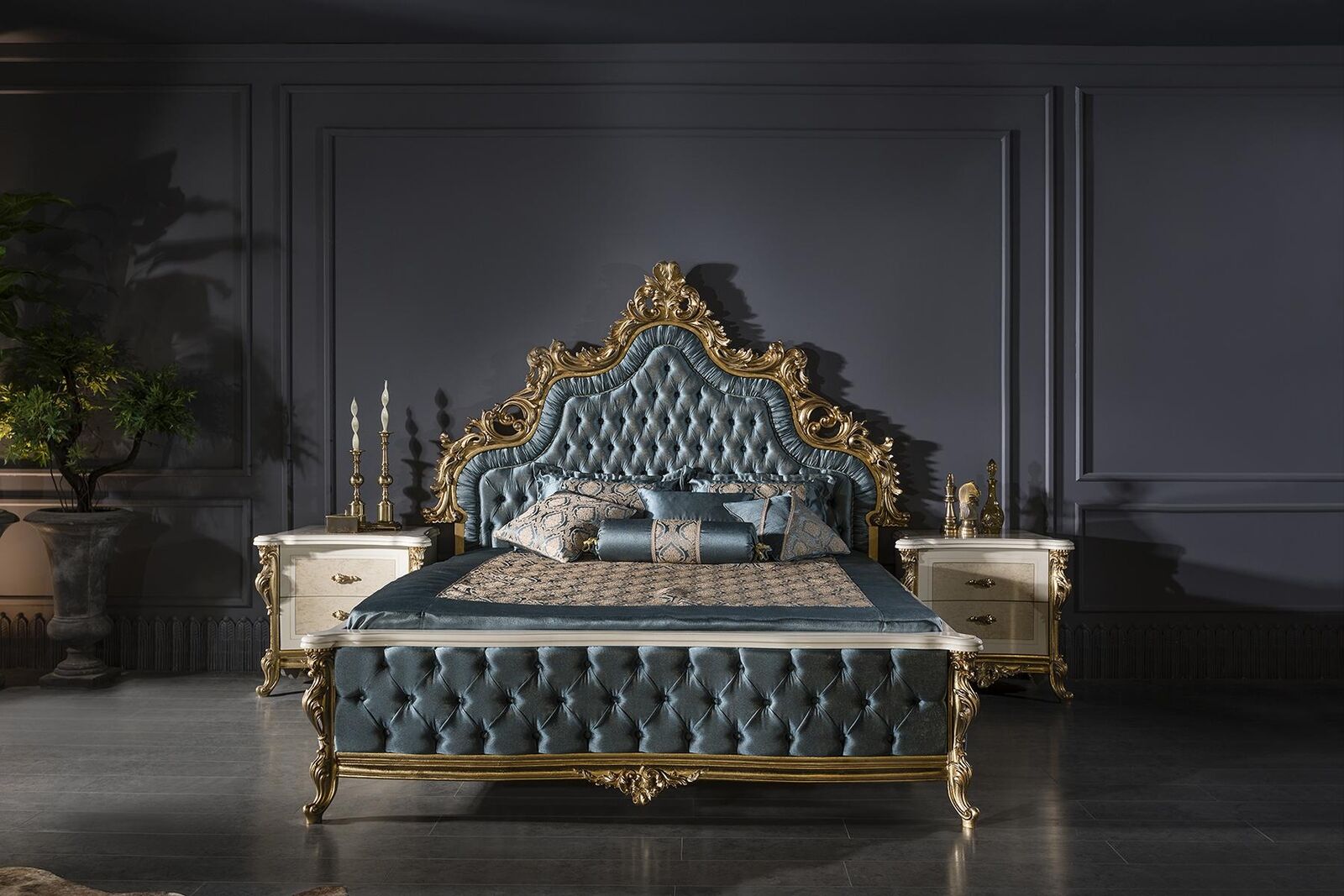 Luxus Doppel Bett Chesterfield Barock Betten Schlafzimmer Möbel Knöpfe