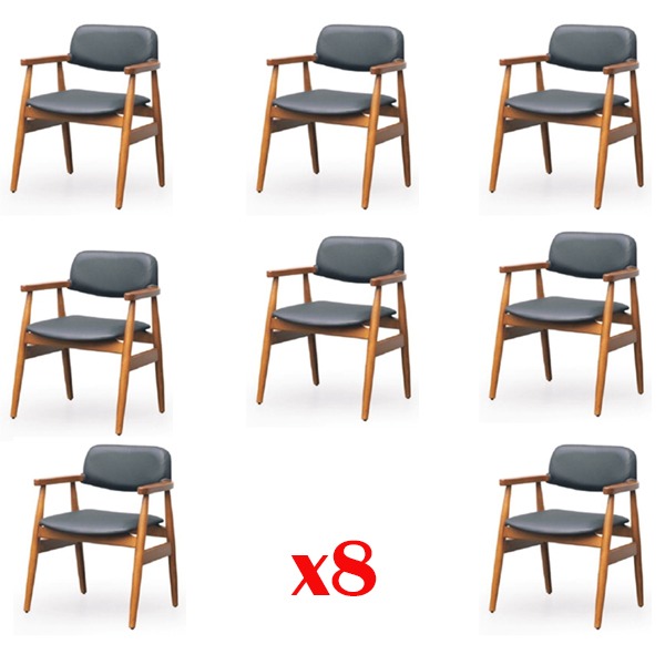 Garnitur Sessel Polster Design 8x Stühle Gruppe Set Lehnstuhl Esszimmer Stuhl