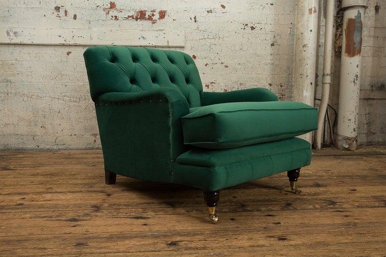 Lounge Club Sofa Sessel Relax Couch Fernseh Chesterfield Grün Sofort