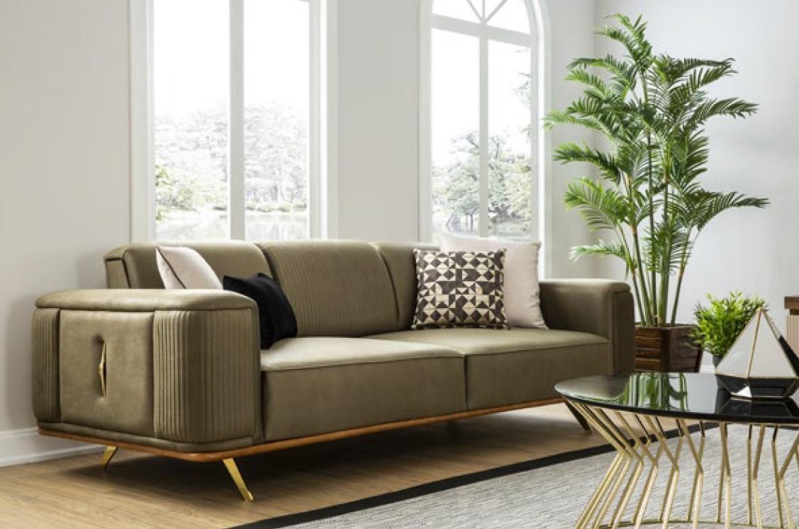 Chesterfield Sofa 4 Sitz Wohnzimmer Viersitzer Design schwarz Textil Couchen