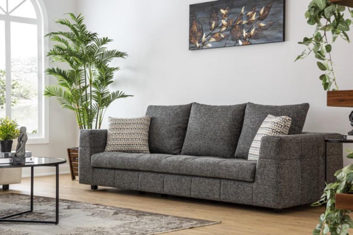 Luxus Sofa 4 Sitz Stoff Wohnzimmer Modernes Design grau Sofas Polster Couchen