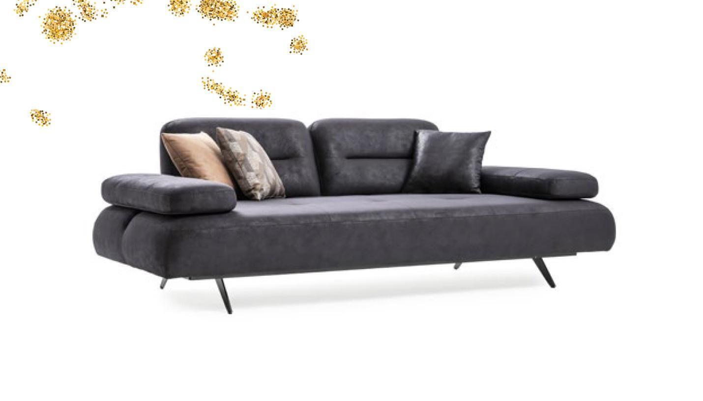 xxl Sofa 4 Sitzer Couch Wohnzimmer Polster Sitz Garnitur Leder Grau Textil