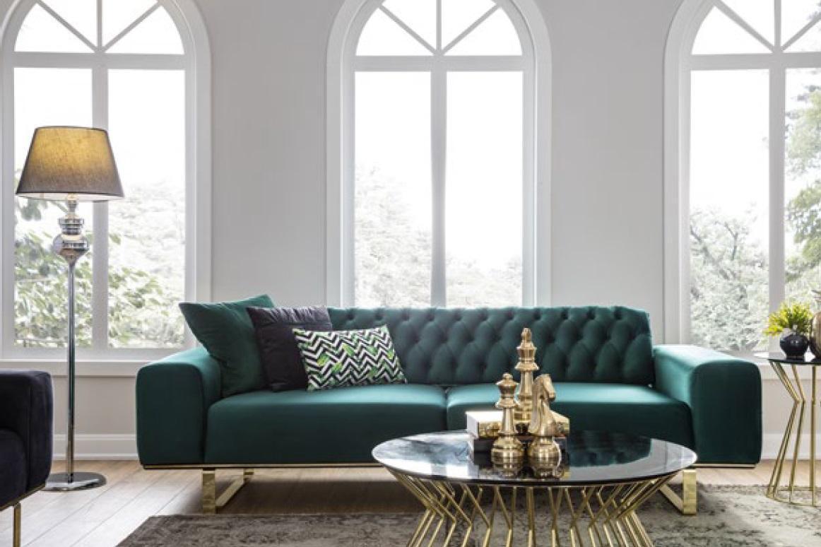 Luxus Wohnzimmer Sofa 2 Sitz Zweisitzer Grün Couch Chesterfield Couchen Neu