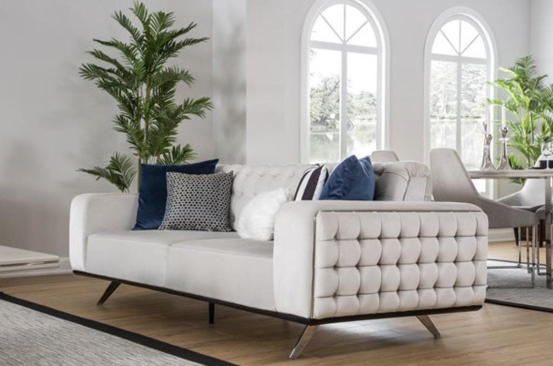 Luxus Wohnzimmer Sofa 2 Sitz Zweisitzer Weiß Couch Chesterfield Couchen Neu