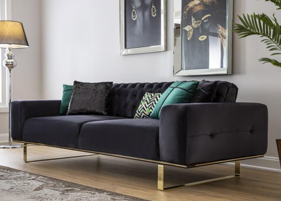 Moderne Sofa 4 Sitz Design Wohnzimmer Polster Holz Polster Moderne Luxus