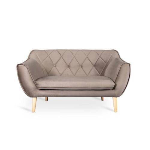 Sofa 2 Sitzer Braun Elegantes Modern Luxus Design Holz Möbel Polster Stoff Neu