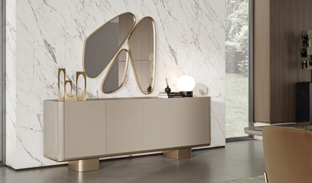 Konsolen Tisch Kommode mit Spiegel Luxus Klasse Möbel Set Konsole 2tlg. Holz Neu
