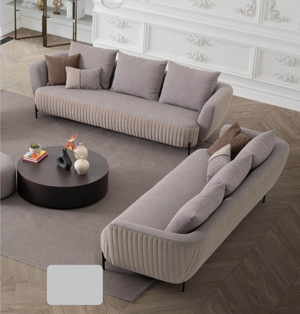 Sofa 4 Sitzer Grau Sofas Stil Luxus Wohnzimmer Modern Design Polster Stoff Neu