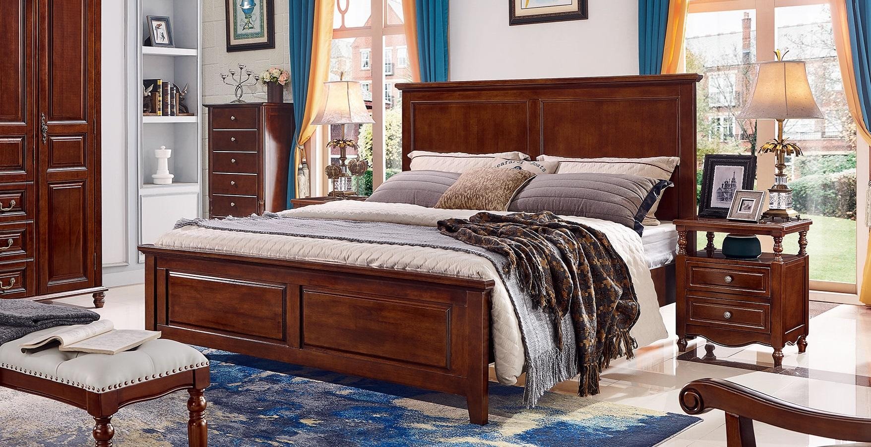 Luxus Bett Holz Bettrahmen Doppel Bettgestell Betten Doppelbetten Möbel