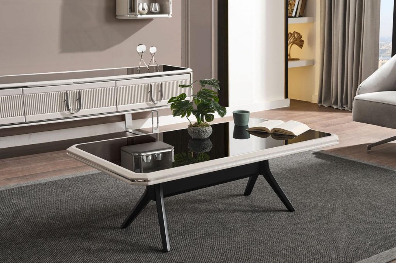 Couchtisch Tisch Beistelltisch Wohnzimmer Holz Schwarz Modern Luxus