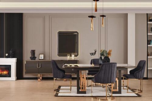 Luxus Esszimmerstuhl Stuhl Küchenstuhl Sessel Sitzer Stoff Blau Modern