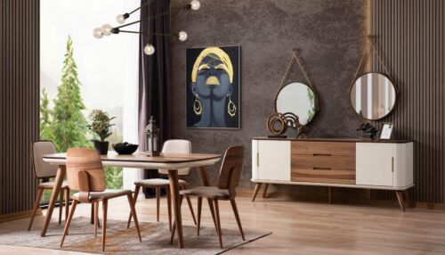 Esszimmerstuhl Stuhl Küchenstuhl Sessel Sitzer Stoff Modern Braun Holz