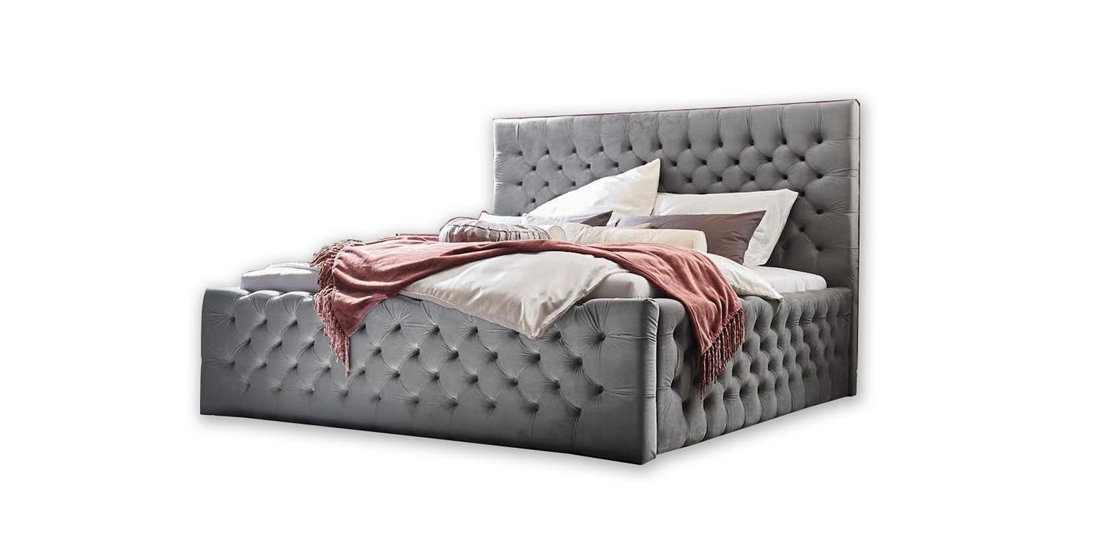 Graue Chesterfield Polster Möbel Betten Design elegante Polsterung Stoff