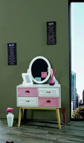 Kommode mit Spiegel Luxus Konsole Kommode Rosa Kinderzimmer Möbel Neu
