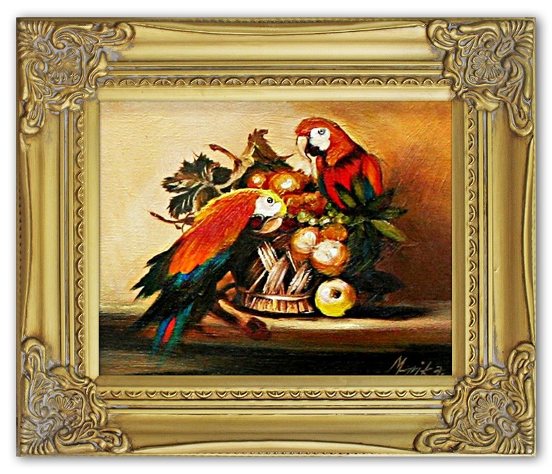 Gemälde Vogel Papagai Handarbeit Ölbild Ölbilder Rahmen Bilder G02339 Sofort