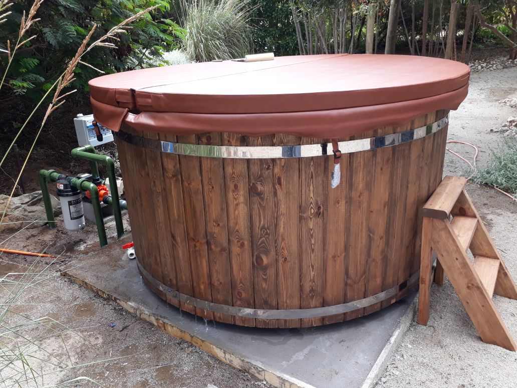 Whirlpool Badefass Externer Garten Bad Thermoholz Pool Ofen Holz Fass