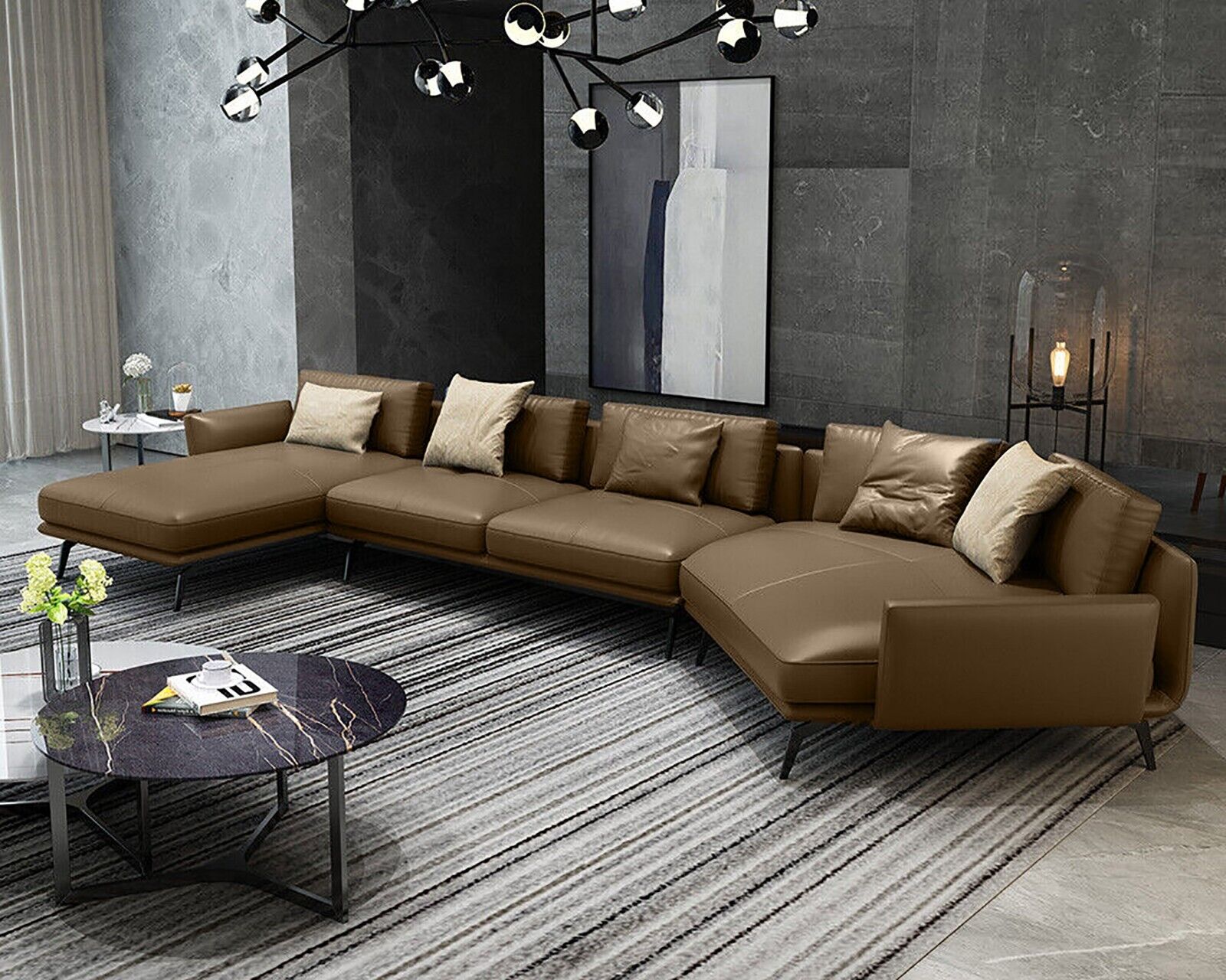 Italienische Möbel Wohnzimmer Ecksofa Couch Polster Sofa Eckgarnitur Sofort