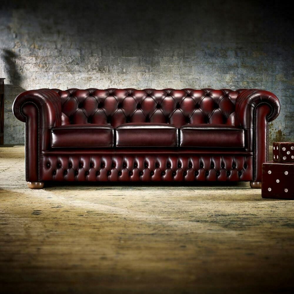 Sofa 3 Sitzer Bordaux Ledersofa Sofas Couch Chesterfield Leder 100% Leder Sofort