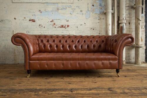 Chesterfield Polster Sofas Design Luxus Couch Sofa 3 Sitzer 100% Leder Sofort