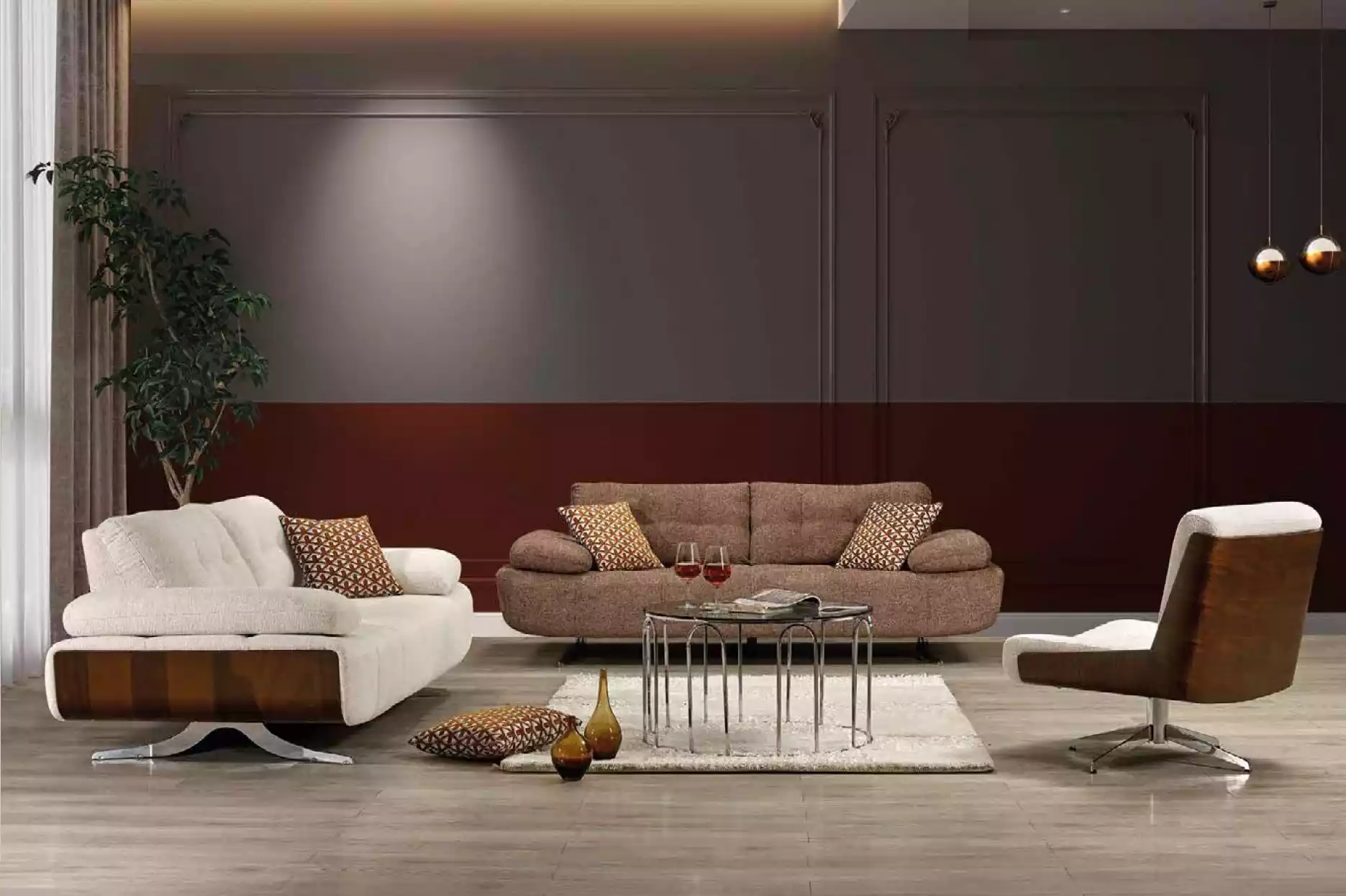 Polstermöbel Luxus Couch Set Sofagarnitur Dreisitzer Sessel Designermöbel