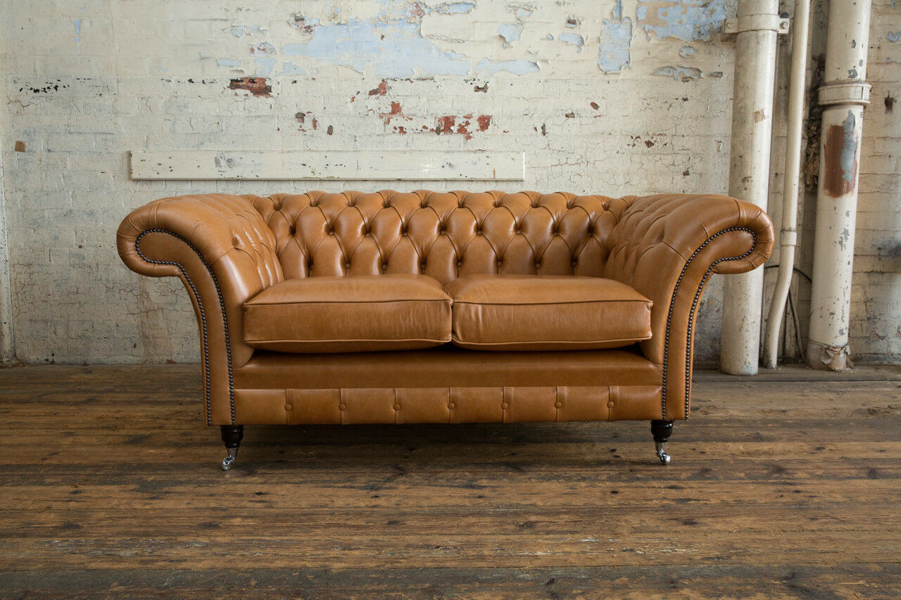 Chesterfield Design Luxus Polster Sofa Couch Sitz 100% Leder Sofort