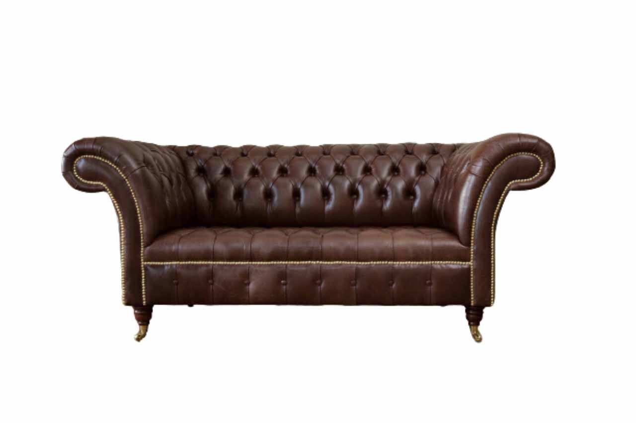 Sofa 2 Sitzer Couch Polster Sofa Braun Chesterfield Sofas 100% Leder Sofort