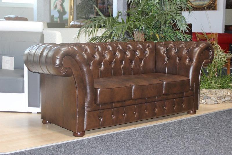 WINCHESTER CHESTERFIELD 210cm Couch LEDER SOFA 3-SITZER KLASSISCH DESIGN SOFORT