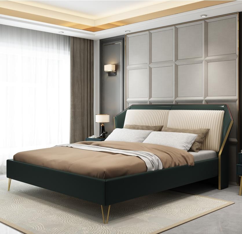 Luxus Textil Bett Doppel Design Schlafzimmer Klassische Betten Grün