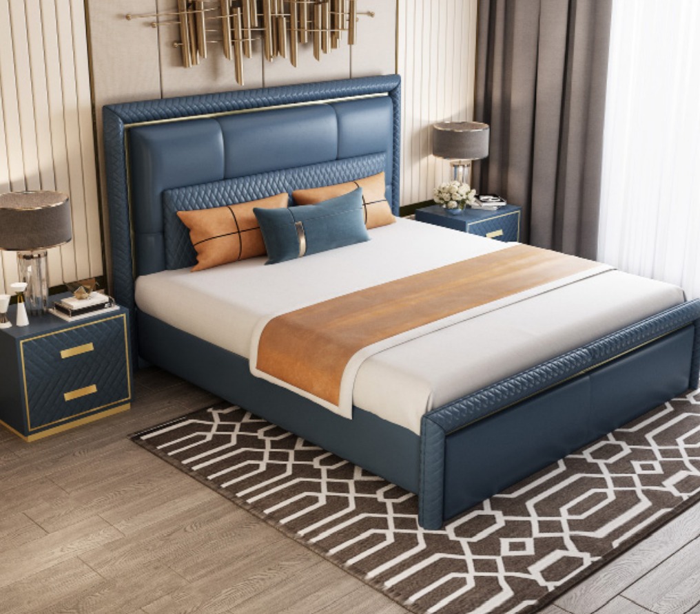 Design Bett Schlafzimmer Doppelbett Betten Hotel Luxus Polster Leder