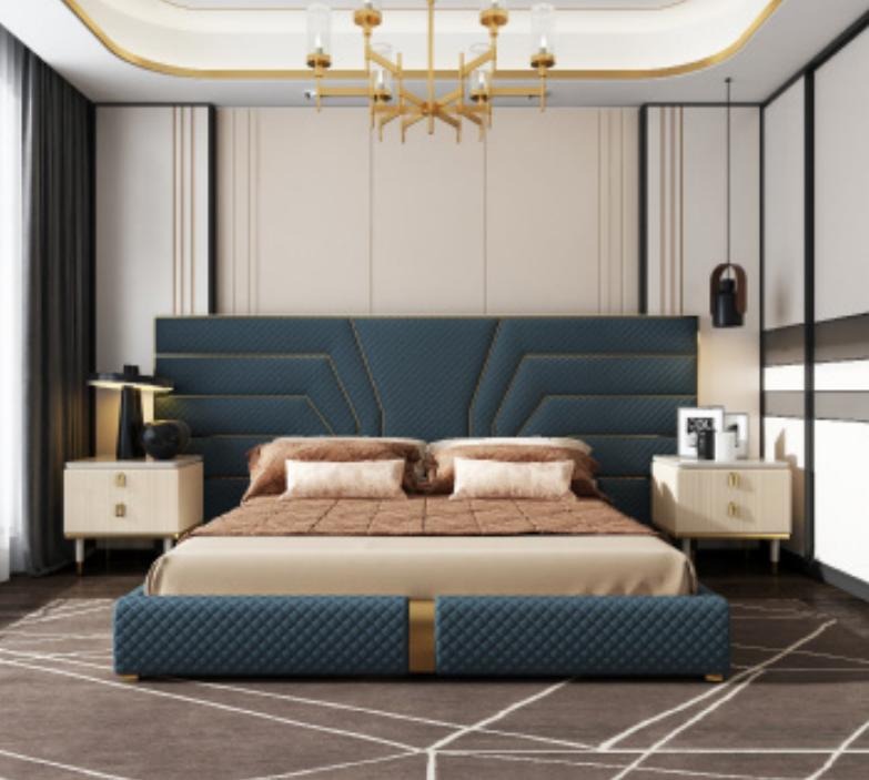 Designer Bett 180×200 Leder Textil Betten Doppel Schlaf Zimmer Luxus