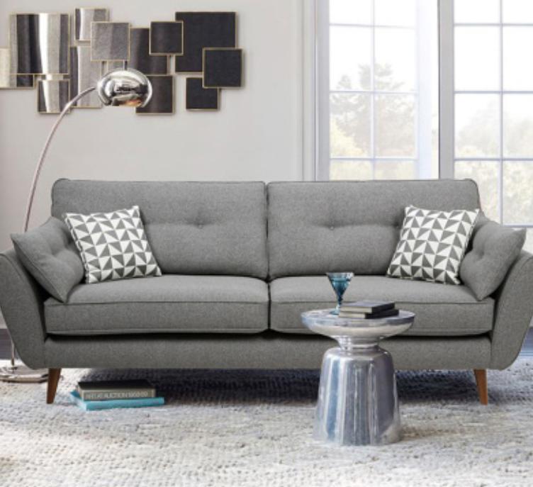 Polstersofa Sofa 2 Sitzer Textill Sitz Design Couch Sofas Stoff Grau 226 cm Neu