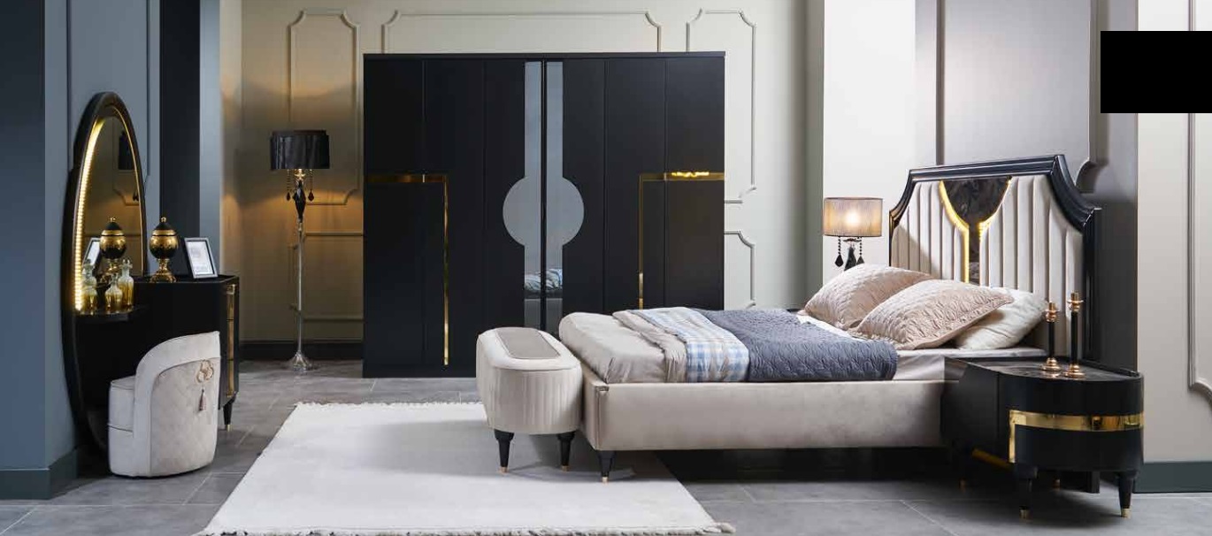Bett 2x Nachttisch 3tlg. Set Design Luxus Komplettes Sets Schlafzimmer Komplett