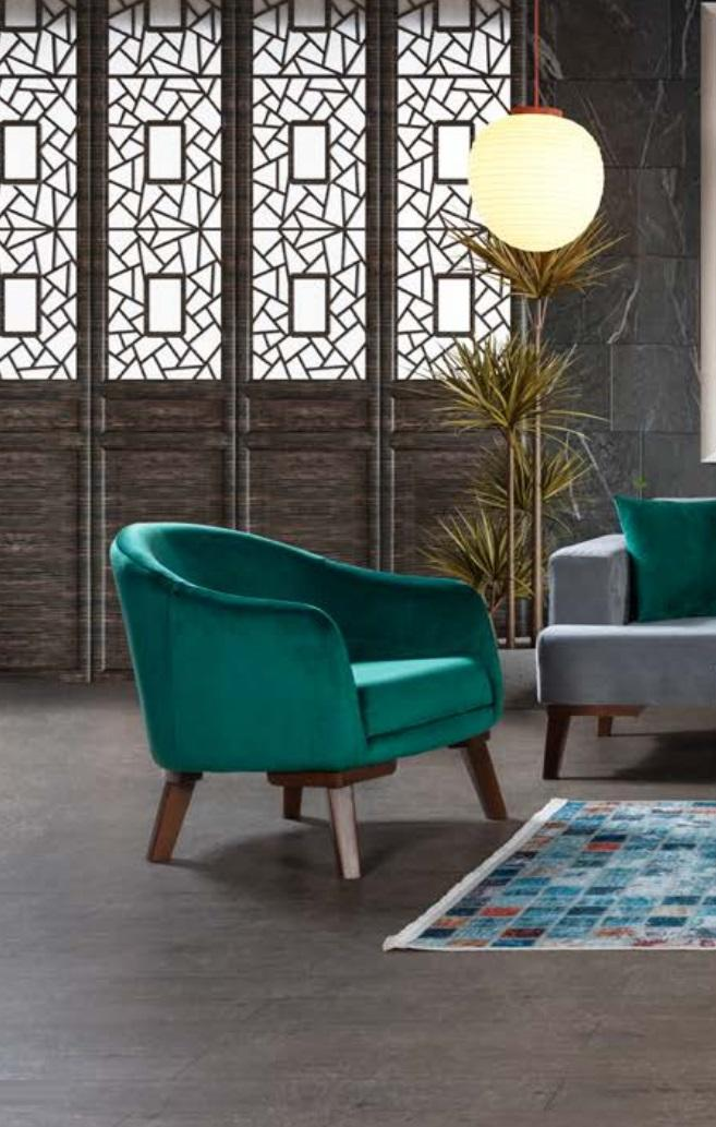 Luxus Sessel Einsitzer Wohnzimmer Sessel Polster Textil grüne Farbe