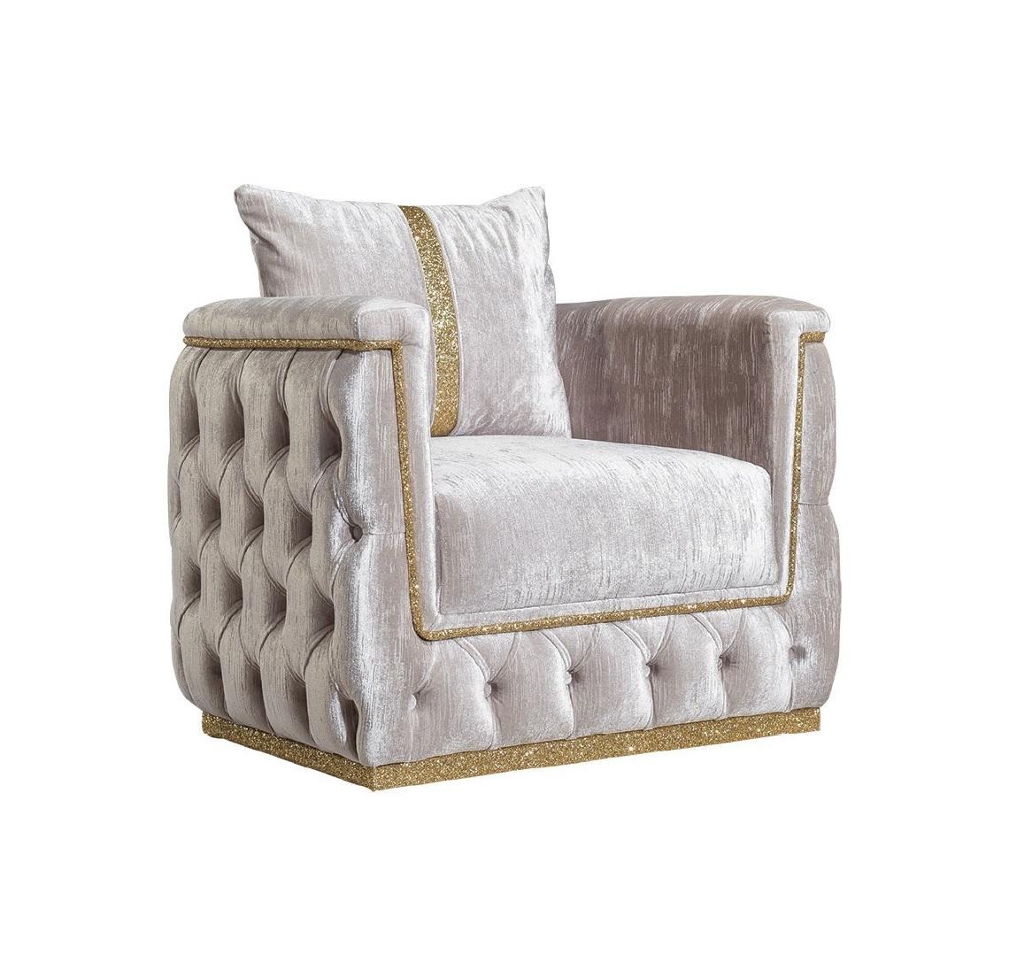 Sessel Sitz Modern Design Wohnzimmer Polster Metall mit Textil