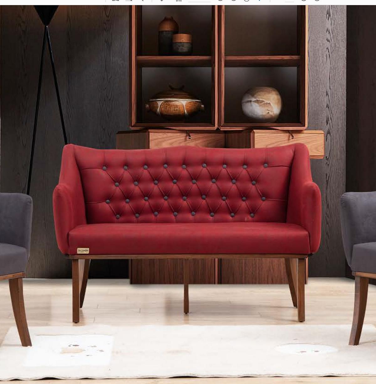Küchen Sitzbank Chesterfield Klassische Möbel Sofa Couch Zweisitzer Rot