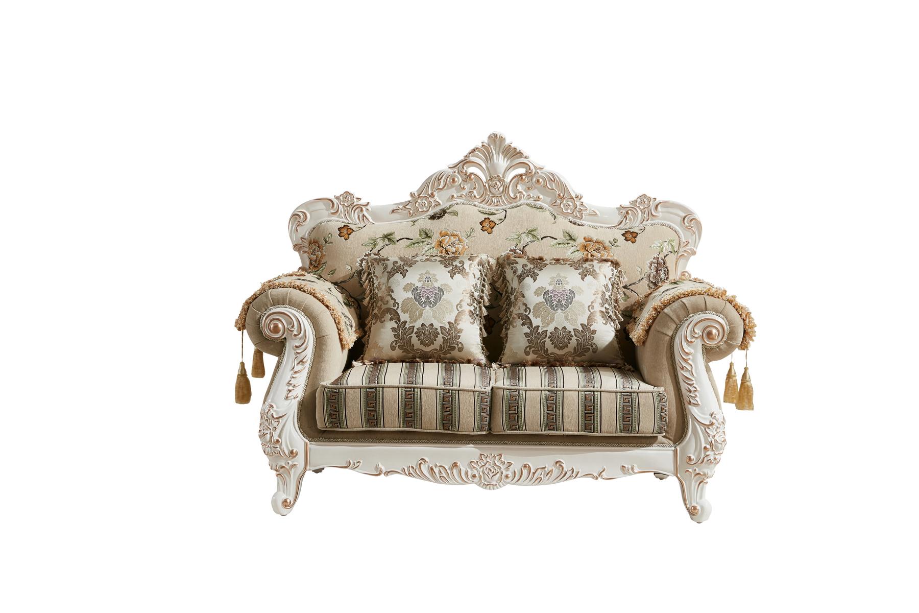 Sofa 2 Sitzer Beige Luxus Polster Stoff Wohnzimmer Klassische Couch