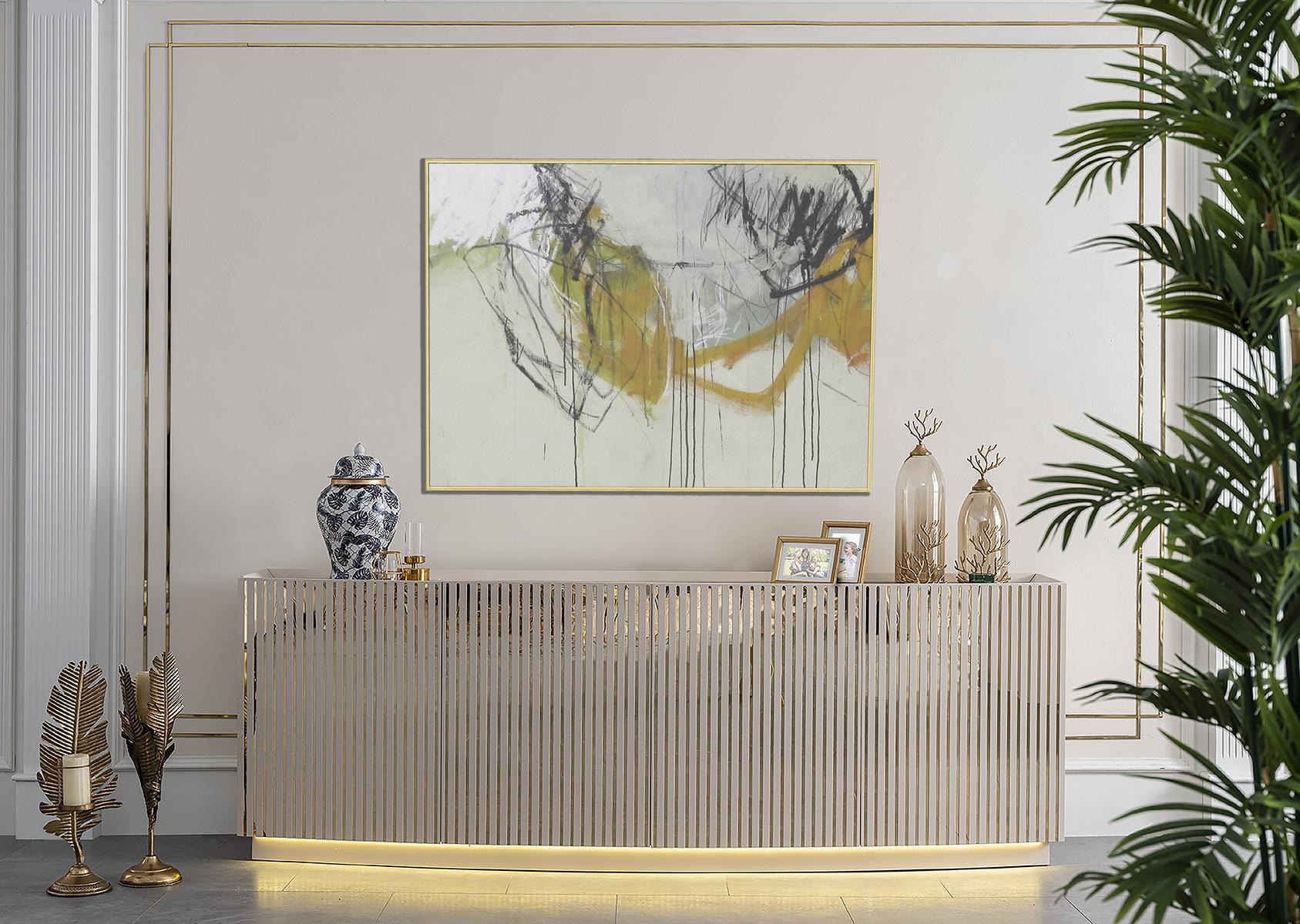Sideboard Kommode Spiegel JV Möbel für Wohnzimmer Material Modern Weiß