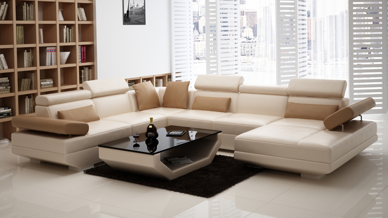 Ledersofa U-Form Sofa Couch Wohnlandschaft Ecksofa Garnitur Design K5009 Sofort