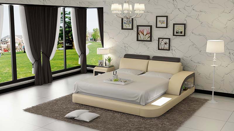 Luxus Bett Beleuchtung Lederbett Betten Sofa Big 140/160/180 LB8808