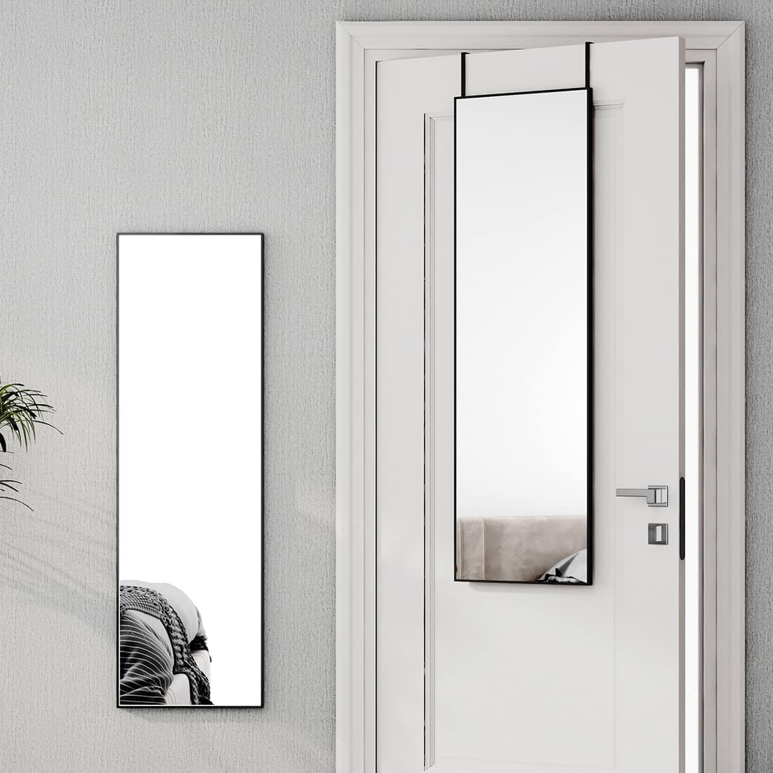 2 Montagemöglichkeiten: Dieser elegante Ganzkörperspiegel passt perfekt in Ihr Zuhause. In 120 cm Höhe (FM02AHB & FM02AHC) kann er an der Wand montiert oder einfach an jede Tür gehängt werden