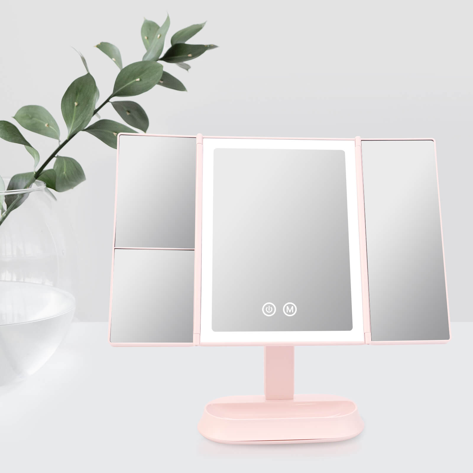 EMKE Kosmetikspiegel „CM03BKMX1″ mit Beleuchtung, Desktop, 3 Lichtfarben, 5-fache und 7-fache Vergrößerung Rosa
