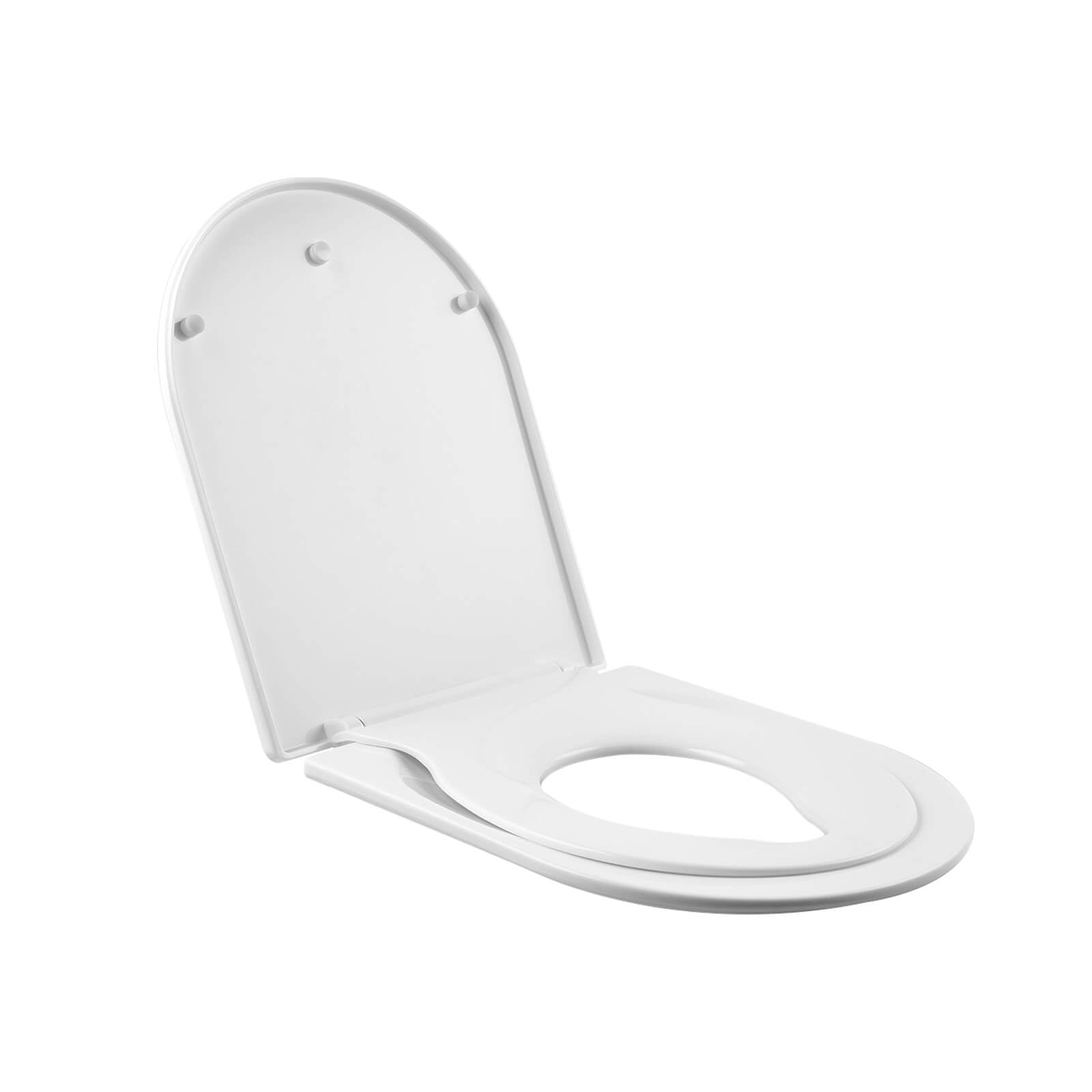 EMKE WC-Sitz „TSU03W“ für Kinder und Erwachsene, D-Form, mit Absenkautomatik (LxB 46×36 cm)