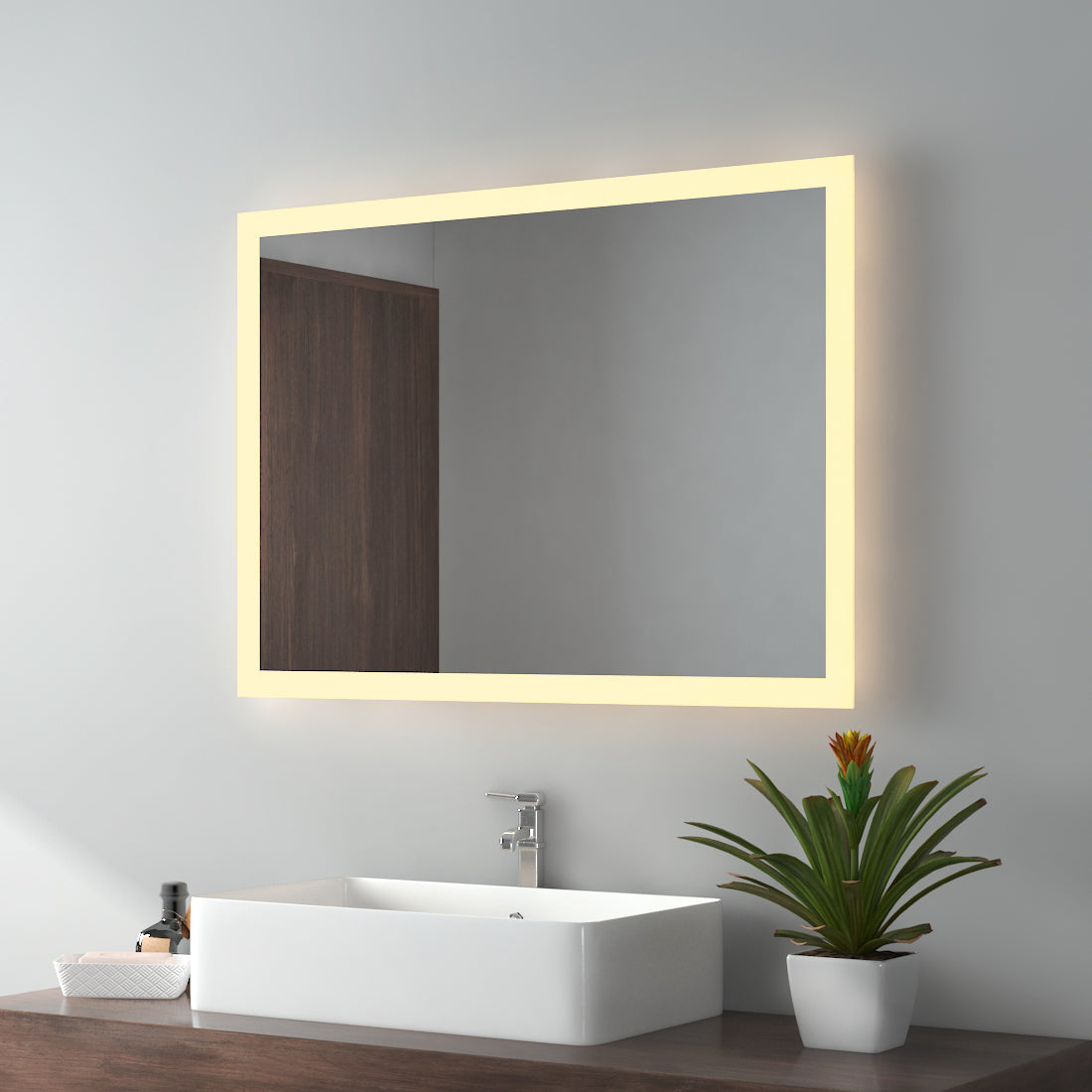 EMKE® LED Badspiegel – 80×60 cm – Badezimmerspiegel mit Beleuchtung