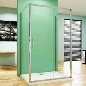 70X70X120cm Duschkabine Duschabtrennung Eckeinstieg Echtglas Schiebetür Dusche mit Seitenwand Duschwand Höhe 190cm - Transparent